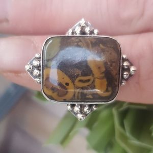 New Fruit Jasper 925 Silver Ring.